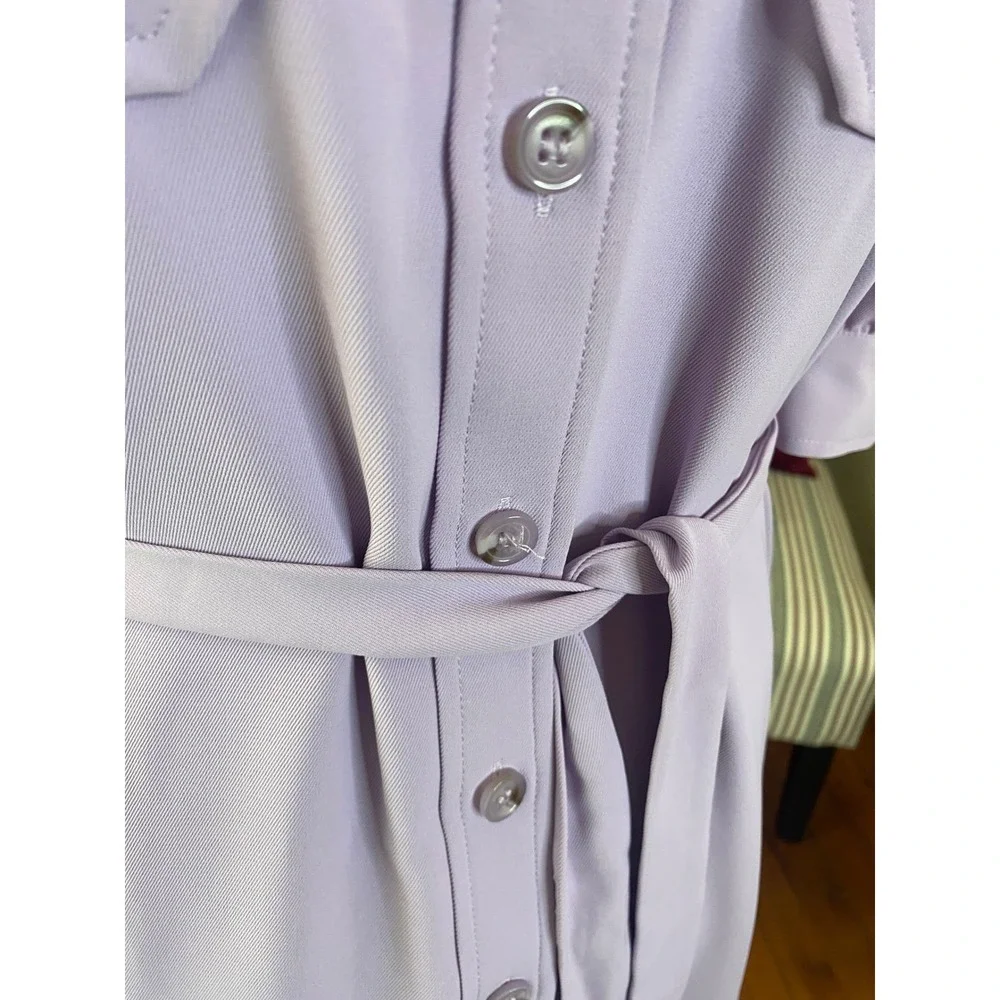 NWT Esqualo  Purple Button Down Belted Shirt Dress career size‎ 4 lilac dreams